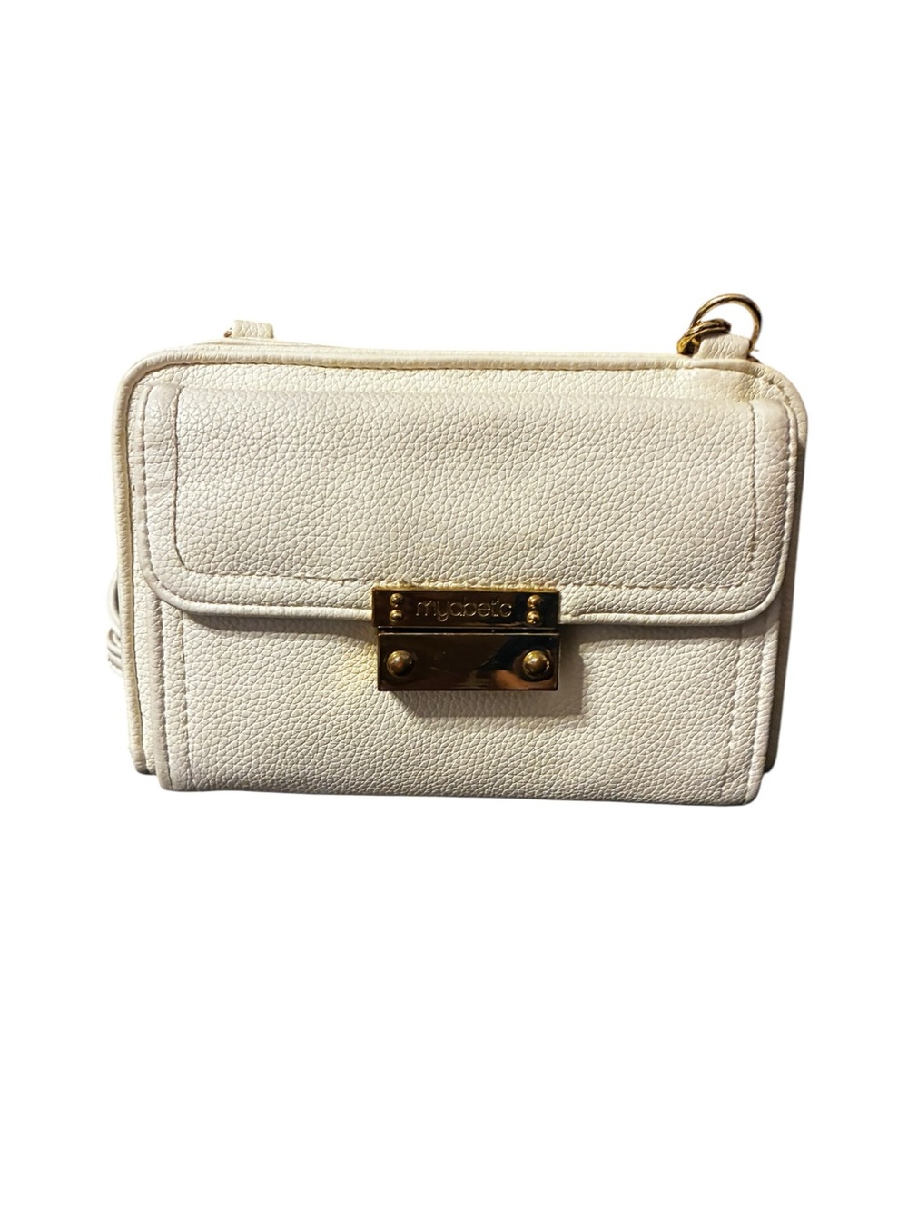 Cream Pebbled Leather Crossbody with Gold Hardware - diabetic bag